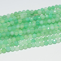 Perles rondes facettées en chrysoprase naturelle 3,2 mm