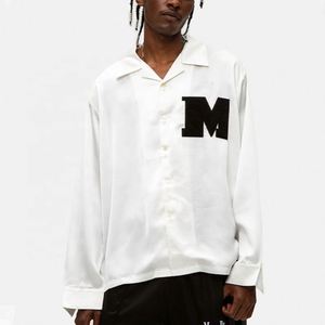 Camisa de satén de manga larga informal personalizada para hombre para ropa de calle bordado transpirable y sostenible de manga larga para primavera - Product Image 5