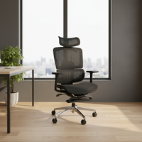 Kursi Kantor Ergonomis Modern dengan Sandaran Kaki, Penyangga Pinggang, Sandaran Kepala yang Dapat Disesuaikan, Jaring, dan Bahan Nilon Mewah