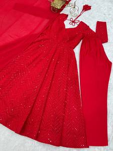 Elegante Kurta/Kurti Tradicional de Georgette para Mujer, Diseño Étnico, Estilo Regular, Ropa India para Bodas, Fiestas y Festivales - Product Image 4