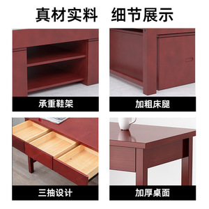 Lit superposé Yinghuang avec bureau et armoire de rangement pour dortoir, design en bois massif pour 2ème étage - Product Image 5