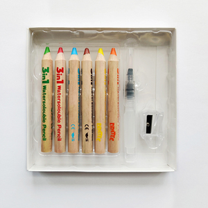 Emballage personnalisé 3 en 1 ensembles de crayons de bois 6/12/18/24 couleurs ensemble de crayons d'aquarelle avec un <span class=keywords><strong>taille</strong></span>-<span class=keywords><strong>crayon</strong></span> - Product Image 1