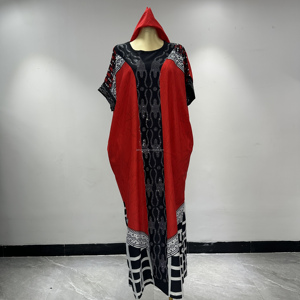 Robe longue élégante pour femme, manches courtes, imprimé décontracté, dernière collection, couleur claire, ornée de strass, style africain, pour soirée, 2026 - Product Image 2