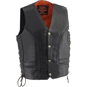 2025 cuir ML1359 gilet de moto en cuir noir de qualité supérieure pour hommes avec fermeture à boutons pression en nickel buffle - Product Image 1