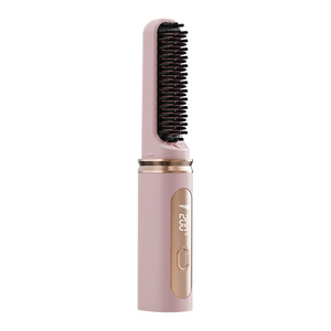 Wireless Portable <b>Hair</b> <b>Straightener</b> With Negative Ion Function Mini Brush Style For Smooth <b>Hair</b> - Product Image 2