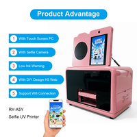 Imprimante UV de bureau mini format pour coques de téléphone en cuir, porte-clés, balles de golf, cartes d'identité, rose, A5, à plat, entièrement automatique, cadeaux personnalisés DIY