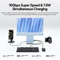 PULWTOP USB C Hub para iMac 24 pulgadas Soporte M.2 SSD (NO incluido) con 4K H, 2,5G Ethernet, USB A/C Max 10Gbps, SD/TF-Azul