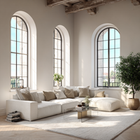 Canapé modulaire carré trois places en tissu imperméable, design moderne et convertible, style italien méditerranéen, nouvelle conception, Cloud