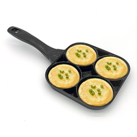 Poêle à frire à fond plat pour petit-déjeuner, idéale pour les œufs et les hamburgers, en aluminium, avec 4 trous, pour la cuisson – Offre Spéciale