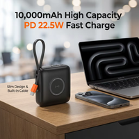 Batterie externe 10000mAh avec câble Type C intégré, charge rapide PD 22.5W, batterie portable avec écran LCD