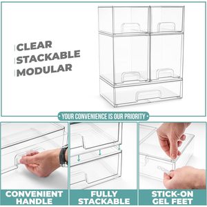 Sorbus Set 5 pezzi impilabile in acrilico trasparente contenitori di stoccaggio 7.6 \ "12.1 alto \" ampio cassetto del bagno organizer custodia per il trucco