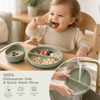 Ensemble d'alimentation pour bébé en silicone 8 pièces avec logo personnalisé, sans BPA, assiette à ventouse, bol, bavoir, tasse à paille, vaisselle d'autonomie pour tout-petits, vente en gros