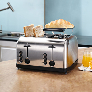 Grille-pain automatique YUNCHA en acier inoxydable 2 fentes avec fonction réchauffage 650W pour petit-déjeuner familial - Product Image 4