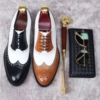Chaussures Richelieu en PU à lacets pour hommes, grande taille, style britannique formel, détails sculptés, polyvalentes pour jeunes hommes