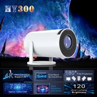 Projecteur Home Cinéma Portable 4K Nouveauté 2025 avec 500 Lumens, Écran 130 Pouces, Résolution 1280*720P, Android 11, BT5.0, WiFi 6 et Lampe LED