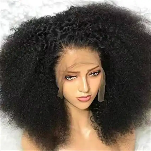 Pelucas frontales de encaje para mujer, cabello humano virgen rizado Afro, brasileño sin procesar, 250 de densidad para negro, venta al por mayor