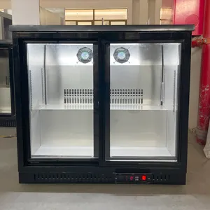 Refroidisseur de barre arrière de comptoir à deux portes noir présentoir commercial vitrine de boissons réfrigérateur petit refroidisseur