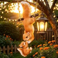 Ornement créatif en résine en forme d'écureuil simulé, pendentif pour pot de fleurs, décoration de jardin, accessoire suspendu DIY, emballage en boîte en papier