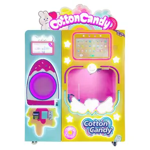 Factory Direct Commercial Kids Pink Gas Automatic Street Cotton Floss Candy Vending Machine with bill card reader system
