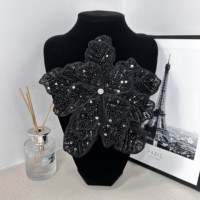 Applique florale de luxe perlée, broderie florale faite main avec sequins pour robe de mariée, décoration de vêtements DIY