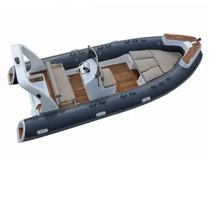 CE Sườn 550 Sợi Thủy Tinh Cứng Nhắc Hull Inflatable Thuyền Đánh Cá Với Động Cơ Phía Ngoài Để Bán