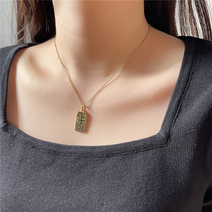 Yüksek kalite titanyum çelik altın kolye kolye <span class=keywords><strong>Tarot</strong></span> kartı kolye Vintage kare <span class=keywords><strong>Tarot</strong></span> kolye kolye kadın erkek kızlar için - Product Image 6