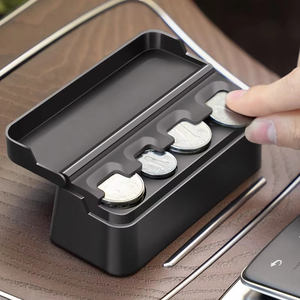 Distributeur de pièces de monnaie noir à 4 compartiments pour voiture, trieur et collecteur de pièces avec ressort, mini boîte de rangement sécurisée portable pour magasin, extérieur, voiture - Product Image 1