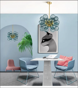 Moderno semplice stile nordico nuovo arrivo ciondolo luce <span class=keywords><strong>rosa</strong></span> blu <span class=keywords><strong>lampadario</strong></span> in vetro per la camera dei bambini Bar decorazione del soffitto - Product Image 5