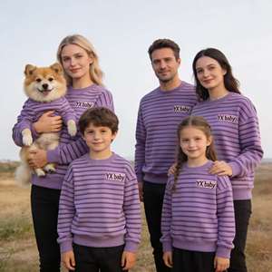 OEM ODM 無地 カスタムロゴ 暖かい 親子犬 カップル 快適 1/4ジッパー パーカー プルオーバー ペット犬 男の子 家族服 - Product Image 2