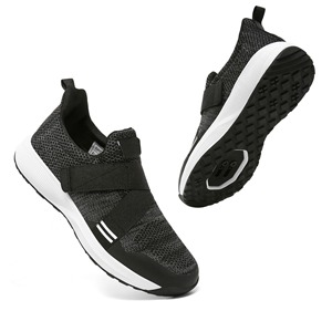 Chaussures de cyclisme pour hommes et femmes, dessus en mesh respirant, ajustement athlétique, semelle en caoutchouc EVA, gris uni, blanc, chaussures de cyclisme - Product Image 2