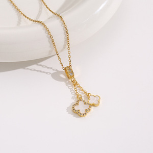 Materiale in acciaio inossidabile ipoallergenico minimalista <span class=keywords><strong>quadrifoglio</strong></span> squisito regolabile moda ciondoli collane per le donne - Product Image 4