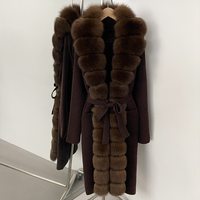 Pull en tricot avec col en fourrure naturelle OFTBUY, veste, nouveaux vêtements d'automne et d'hiver pour femmes, long manteau en fourrure de renard doux, cardigan pour femmes