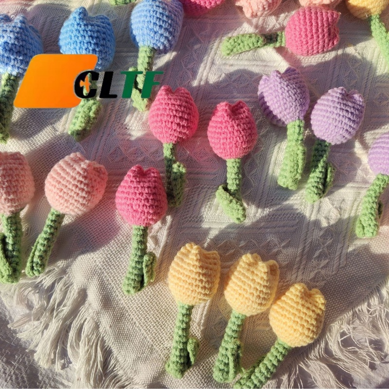 Crochet Flower Tulip Handmade Yarn Embellishments