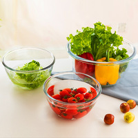 Bol en verre transparent résistant aux hautes températures, pour micro-ondes, cuisson, battre les œufs, usage domestique, grand format, style moderne minimaliste, solide