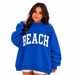 Sudadera de cuello alto de punto para mujer, diseño OEM, logotipo bordado personalizado, tejido de lana transpirable, manga larga, talla grande - Product Image 1