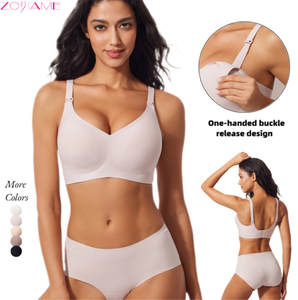 حمالات للأمومة مريحة ممتازة مقاس كبير للنساء خالية من الأسلاك جيدة التهوية صديقة للجلد حمالة صدر لإطعام الحوامل بنمط صلب - Product Image 1