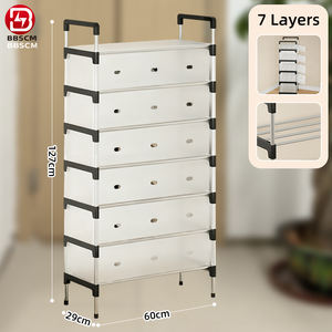 ชั้นวางเสื้อและรองเท้าหลายชั้น พร้อมผ้าคลุมกันฝุ่น ที่เก็บรองเท้าพร้อมตะขอ สำหรับตู้เสื้อผ้า ทางเข้าบ้าน ห้องนั่งเล่น - Product Image 3