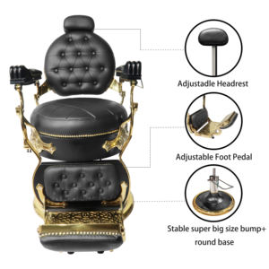 Chaise de salon en or antique, équipement robuste, style ancien, pour barbier, haute qualité - Product Image 5