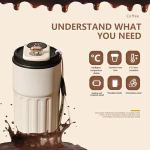 Tasse à eau intelligente personnalisée en gros, 450 ml, en acier inoxydable 316, avec affichage de la température, tasse de voyage isotherme pour café - Product Image 3