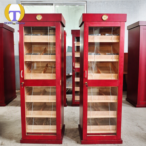 Humidor per Sigari in Legno Rosso di Alta Gamma con Porte Chiudibili a Chiave e Termometro per Tabaccherie Professionali - Product Image 1