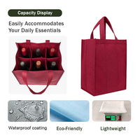 Sac de transport pour vin réutilisable et robuste en non-tissé, 6 compartiments, séparateurs internes, écologique, OEM pour les magasins d'alcool (personnalisable)
