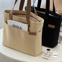 Tas Kanvas Berlapis Ganda Tugas Berat, Tas Bahu Kapasitas Besar dengan Ritsleting dan Kancing Magnetik, Tas Pelajar Seni yang Kokoh.