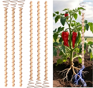 Electro Culture Gardening Copper Wire, <strong>Wooden</strong> Electroculture Plant <strong>Stakes</strong> for Outdoor Plants Garden <strong>Stakes</strong> - Product Image 1