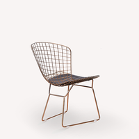Chaise d'appoint Bertoia, chaise de designer italienne, chaise de loisirs en cuir, chaise de salle à manger en métal et en maille