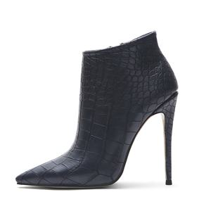 Scarpe da <span class=keywords><strong>Donna</strong></span> con <span class=keywords><strong>Tacco</strong></span> Alto 12cm, Stivaletti Neri e Bianchi con Chiusura a Zip per Autunno e Inverno, Direttamente dalla Cina - Product Image 3