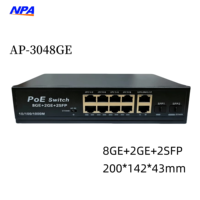 Commutateur PoE Gigabit 8 ports d'usine, 2 ports UTP, 2 ports SFP, 10/100/1000 Mbps, Ethernet, IEEE 802.3, CCTV, IP, AP-3048GE