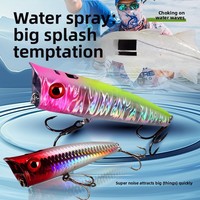 Leurre flottant artificiel en acier inoxydable pour la pêche en eau salée au bar, leurre popper pour lancer loin