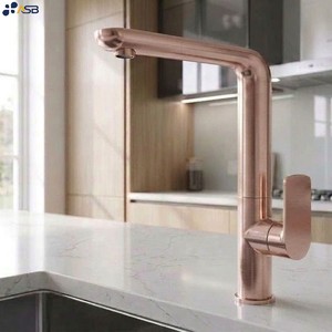 Miscelatore per Lavello <span class=keywords><strong>Bassini</strong></span> Moderno in Rame con Valvola in Ceramica, Design Flessibile, Getto Aerato, Finitura Oro Rosa Spazzolato, Girevole, per Cucina Domestica - Product Image 2