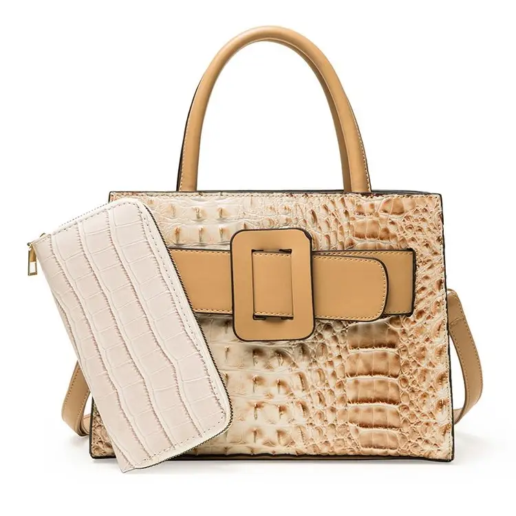 Trendy ladies purse and Handbags china factory Crocodile pattern PU leather woman bags luxury