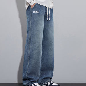 Jeans de Mezclilla Rectos Negros de Talla Grande para Hombre, Estilo Urbano, Bordado Vintage, Resistentes al Viento, Ecológicos, 100% Algodón, Marca Personalizada - Product Image 2